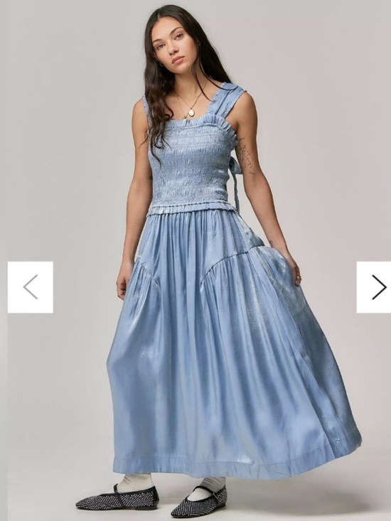 Damson Madder Dresses & Skirts - Damson Madder Violet Satin Midi Dress Blue Bow NWT UK 16 US 12